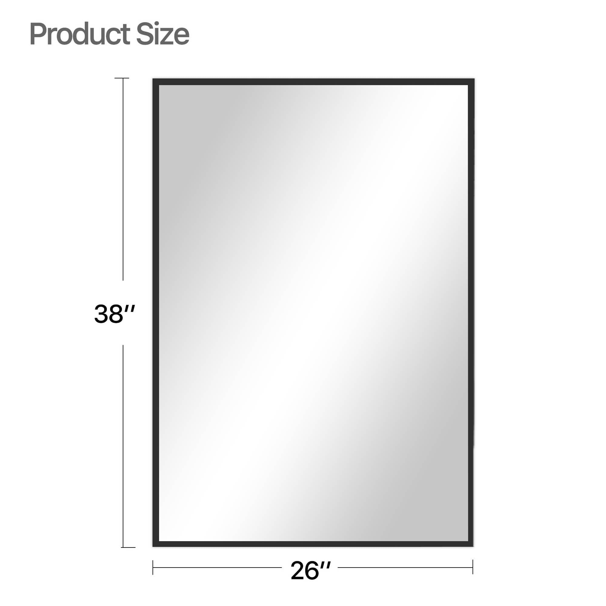 MAYEERTY 38x26x1 Inch Black Thin Edge Aluminum Right Angle Rectangular Wall Mounted Mirror, Double Sided for Bathroom