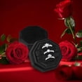 thumbnail image 4 of Highcool Velvet Box, 3 Slots Octagonal Jewelry Box Display Holder Case with Removable Lid for Proposal Engagement Wedding Ceremony (Standard), 4 of 7
