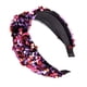 thumbnail image 1 of EeaseMX Diadema de doble capa con lentejuelas y nudo cruzado para mujer (lentejuelas moradas), 1 of 7