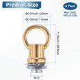 thumbnail image 3 of Uxcell 4-Pack Tuerca de Ojo de Elevación, Carga Máxima de 5kg, Ganchos de Accesorio de Luz M10 de 14mm para Colgar Lámpara Candelabro [Oro Francés], 3 of 6