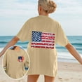 thumbnail image 2 of Wyobmus Women Graphic PrinT-Shirt Oversized American Flag Tee Shirt Short Sleeve Loose Fit Summer Beach Tops A-Khaki, 2 of 5