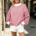 thumbnail image 7 of TARIENDY Long Sleeve Striped Pullover Women Oversized Spring Sweatshirts Trendy Mock Neck Sweatshirt Comfy Fall Winter Casual Tops Red S, 7 of 7