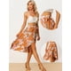 thumbnail image 2 of Falda Cruzada A Media Pierna Floral Hawaiana Tropical Bohemia Para Mujer Naranja L, 2 of 5