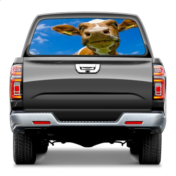 Cute Farm Animal Cow Rear Window Decals for Trucks- Pickup Car Window Stickers Decal- Truck Back Window Tint Decal Graphic Perforated Vinyl Truck Stickers 66" X 22"
