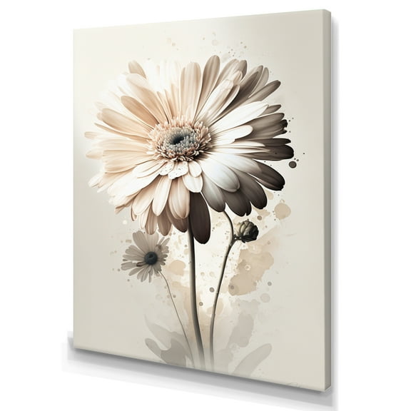 Designart White Gerbera Flowers IV Canvas Wall Art