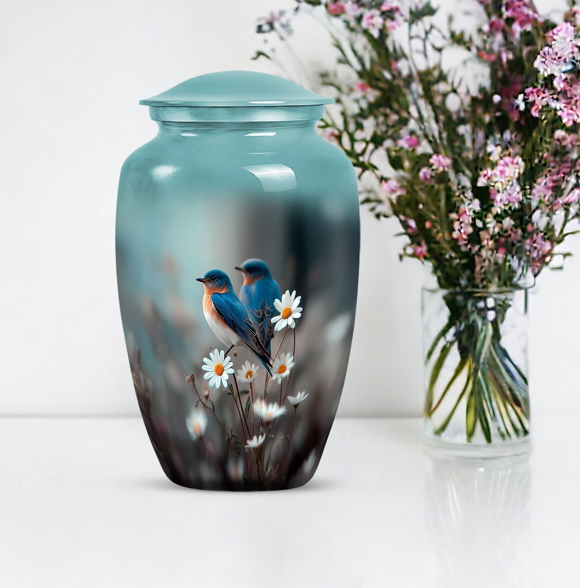 Blue Bird Memorial Decorative Urns For Human Ashes Adult Female, Large Funeral Urns For Ashes Women, Cremation Urn For Ashes Adult Male (Size-10 Inch 1 Pc)