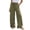 #051-Green, variant on Women's Solid Color Cotton Linen Pants Loose Wide Leg Elastic Waist Trousers with Pockets for Summer Beach