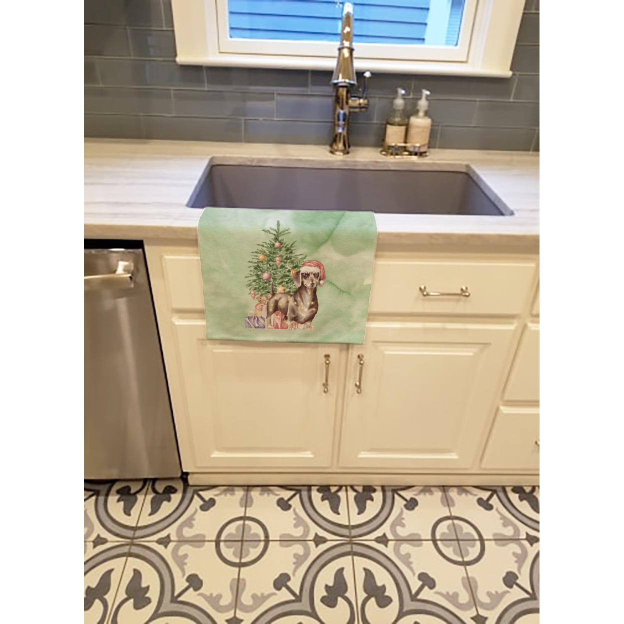 Carolines Treasures CK8207KTWL 25 x 15 in. Unisex Christmas Dachshund Chocolate Tan Kitchen Towel, Multi Color