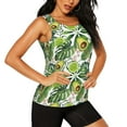 thumbnail image 2 of Xecao Watercolor Green Tropical print women's scoop neck, loose-fit workout tank tops for the gym., 2 of 9