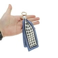thumbnail image 4 of Unique Bargains 1 Pc Fashion Pearl Scarf Plaid Print Handbag Charm Bag Accessories Blue, 4 of 5