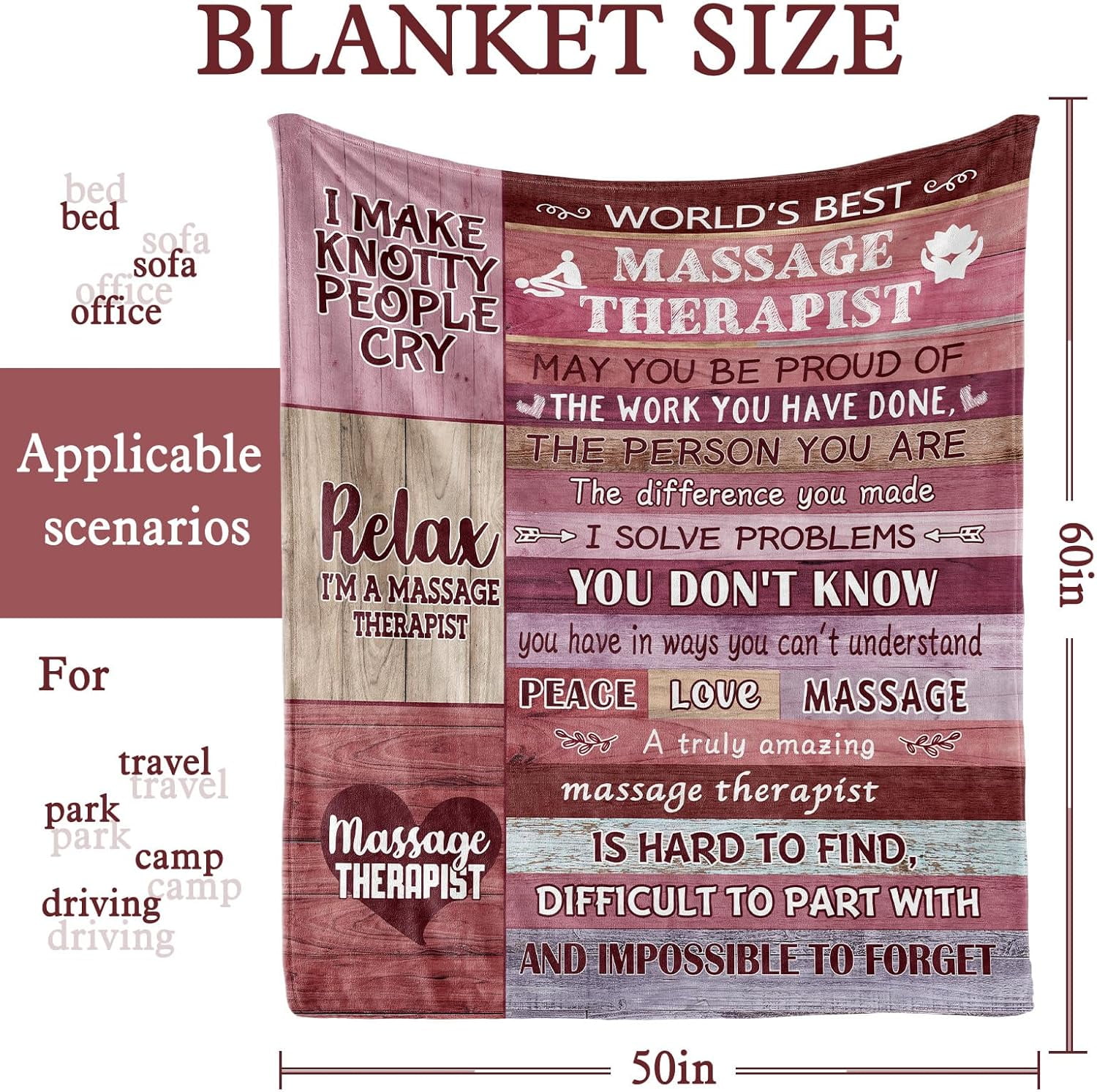Massage Therapist Gifts for Women, Massage Therapist Blankets, Massage Therapist Appreciation Gift, Gifts for Massage Therapists on Therapeutic Massage Awareness Day, Chirstmas Throw Blankets 50x60