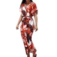 thumbnail image 1 of Gibobby Vestido Causal para Mujer de Verano Vestido de manga corta con cinturón y botones de un solo pecho con estampado floral elegante de verano para mujer(Rojo,CH), 1 of 5