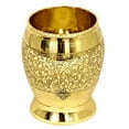 thumbnail image 3 of Indian Art Villa Brass Glass Tumbler, Embossed Flower Design, 10.1 oz Capacity, Decorative Drinkware, 3 of 4