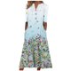 thumbnail image 2 of Puntoco Vestido De Manga Corta Con Cuello En V, Vestido De Bolsillo De Manga Corta Con Botones Y Cuello En V Estampado Para Mujer Azul Claro (31416) L, 2 of 5