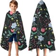 thumbnail image 3 of Pioneer Flower Floral Print Pattern Hooded Bath Towel，60"x35" for Ages 3 To 12 Kids, Quick Dry Lightweight Soft Microfiber Hood Beach Towel Cover Up for Kids, 3 of 7
