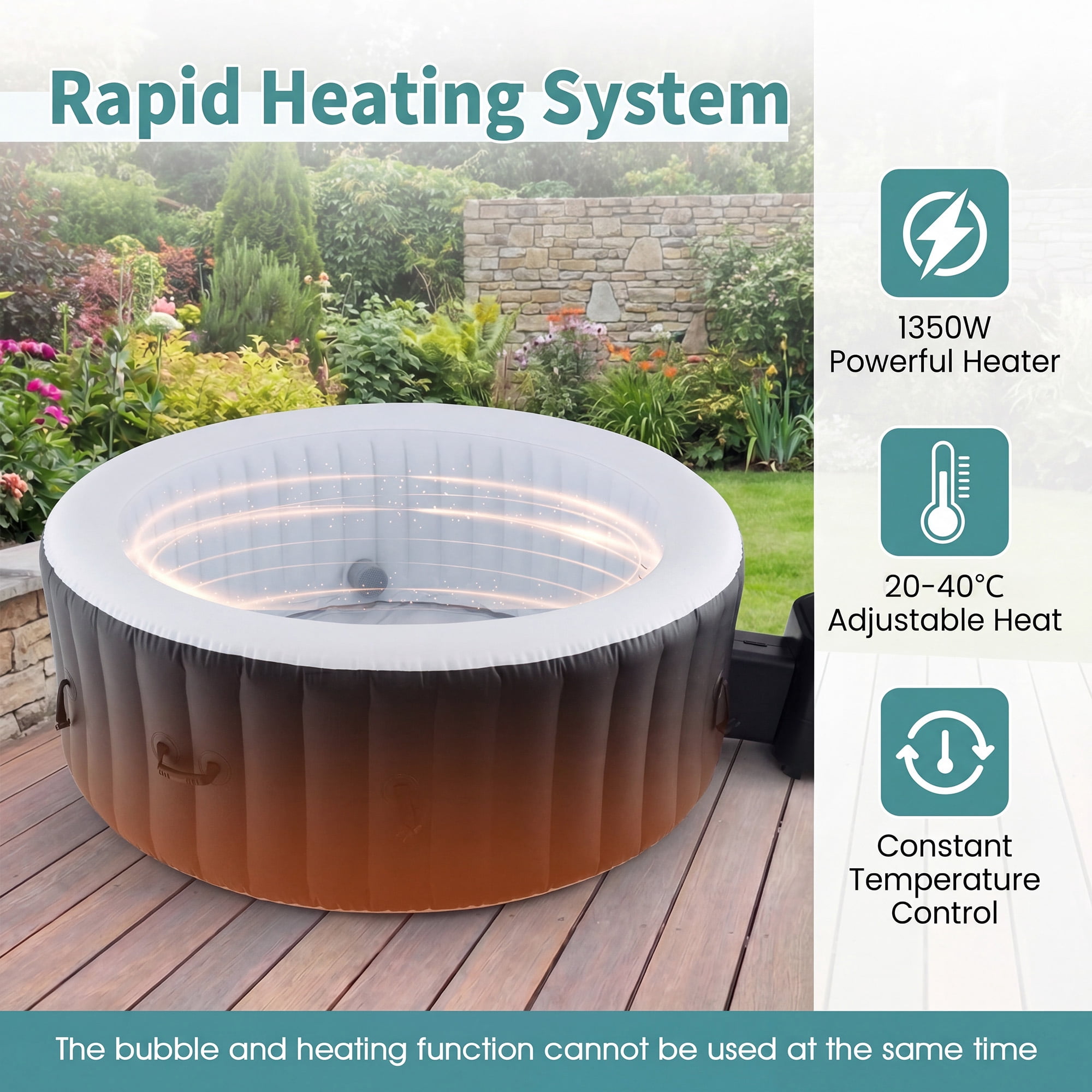 Costway 80" Round SPA Pool Inflatable Hot Tub with 130 Air Jets Electric Heater Pump