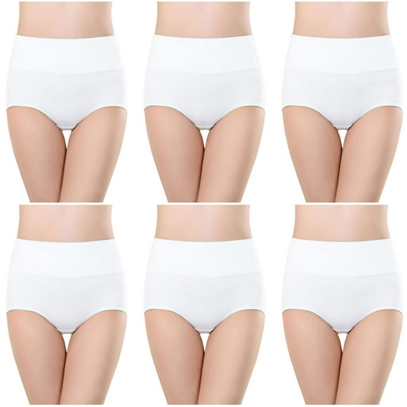 Women's High Waist Cotton Panties Soft Breathable Briefs Stretch Briefs Seamless Women's Panties High Waisted Cotton Underwear for Women White 3XL