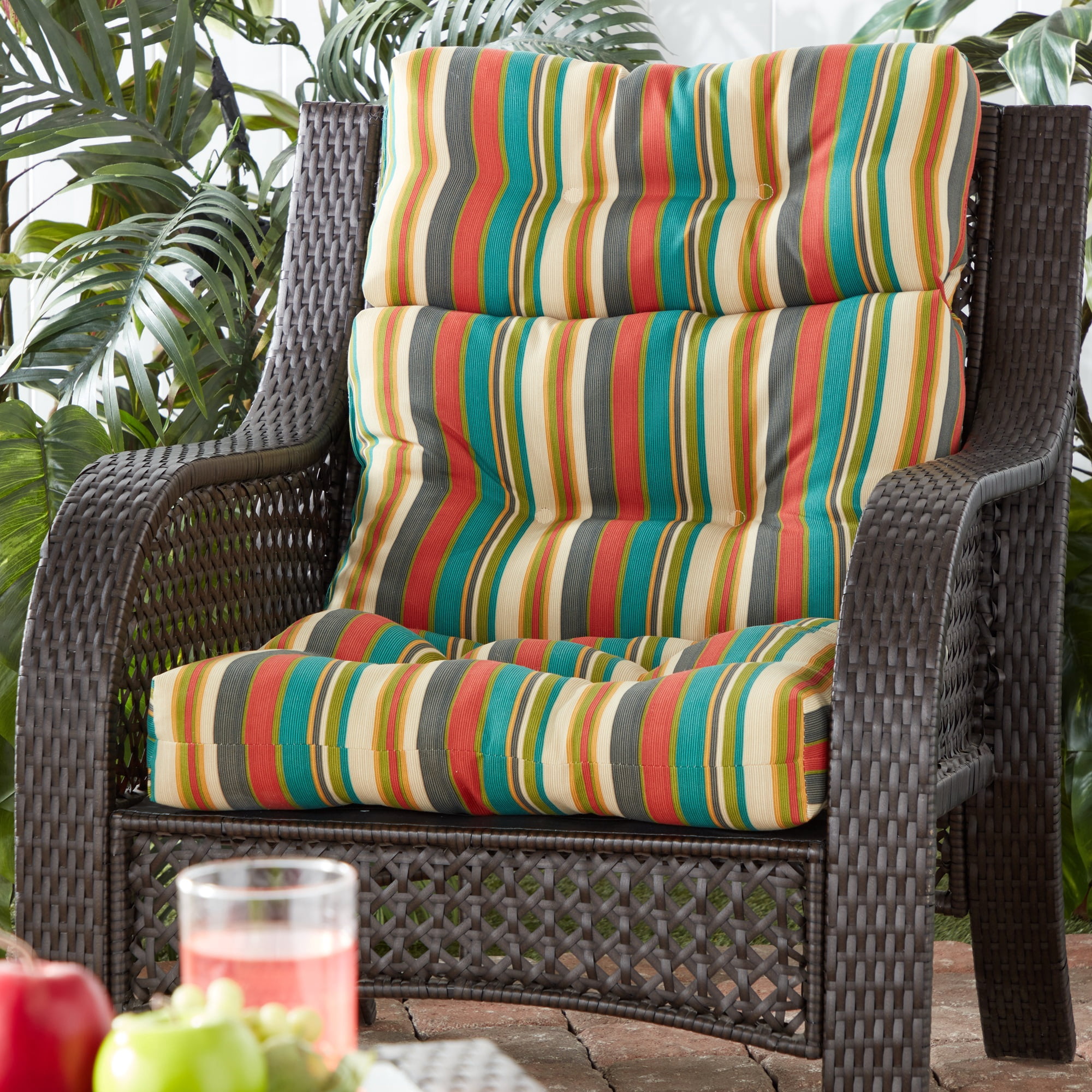 Greendale Home Fashions Outdoor 44'' x 22'' High Back Chair Cushion, Sunset Stripe