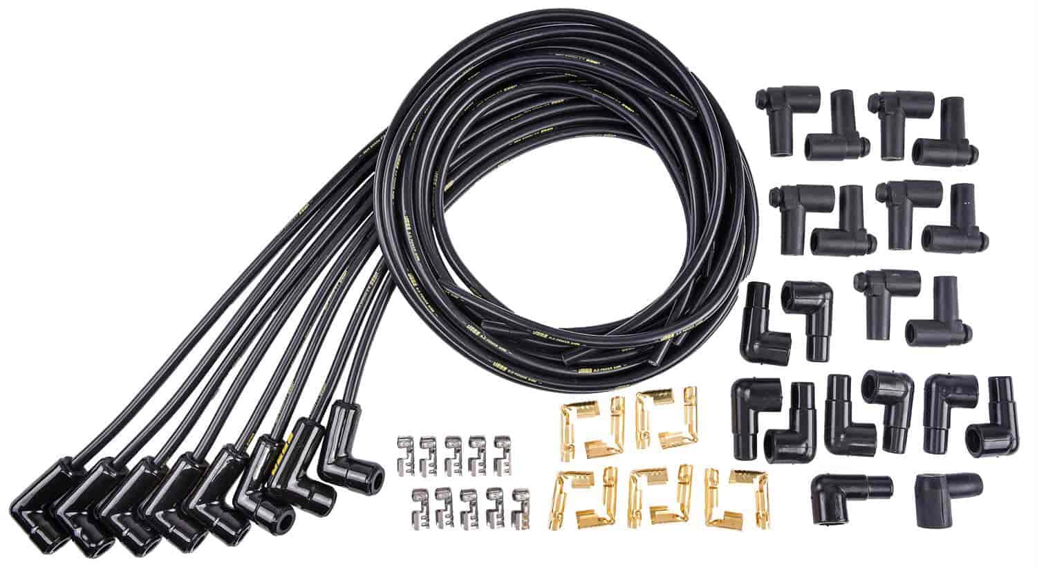 JEGS 40280 HiTemp Universal Spark Plug Wires 90Degree Black Ceramic Boot 8 mm