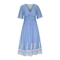 thumbnail image 1 of Jusqu'à 65 % de Réduction! Robes de Mode Été pour Femmes 2024 Grande Taille Imprimée Manches Courtes Col en V Taille Haute Robe Décontractée, 1 of 5
