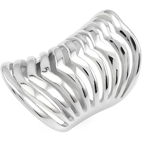 Polished Stainless Steel Split Style Ring Multilayer Stacked Knuckle Finger Rings Band