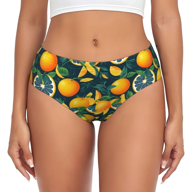 Fotbe Fresh Orange Calzones Estampados para Mujer – Ropa Interior de Algodón, Cómoda, Suave y Elástica-X-Large