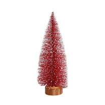 BINGLI Mini Christmas Tree, Tabletop Christmas Tree with Wooden Bases Artificial Bottle Brush Trees with 2 Sizes Christmas Table Decor Bottle Brush Trees for Christmas Decorations (Red)