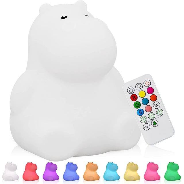 Luz nocturna para niños Lámpara de silicona suave Lámpara de noche 9 colores Control remoto recargable Luz nocturna LED para regalo Oficina Dormitorio Sala de estar al aire libre