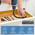 thumbnail image 2 of 16Pcs Flexible Drill Bit Extension Hex Shank 105° Right Angle Drill Attachment 1/4 3/8 1/2" Hex Shank Impact Driver Socket Adapter Rotatable Socket Bit Holder Keychain Set for Fine Finish (D), 2 of 7