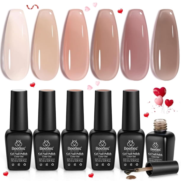 Set de esmaltes de uñas Beetles Jelly Gel, 6 colores neutros