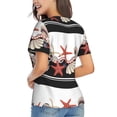 thumbnail image 3 of Honeii Starfishes Shells Print Women's Classic V-Neck T-Shirt,Womens Fashion Tops,Stylish Everyday Top for Women, Casual Summer Spring Outfits Clothes-Medium, 3 of 5