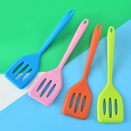 

MGStore Non-stick High Temperature Resistance Slotted Silicone Turners Cooking Spatula Blue