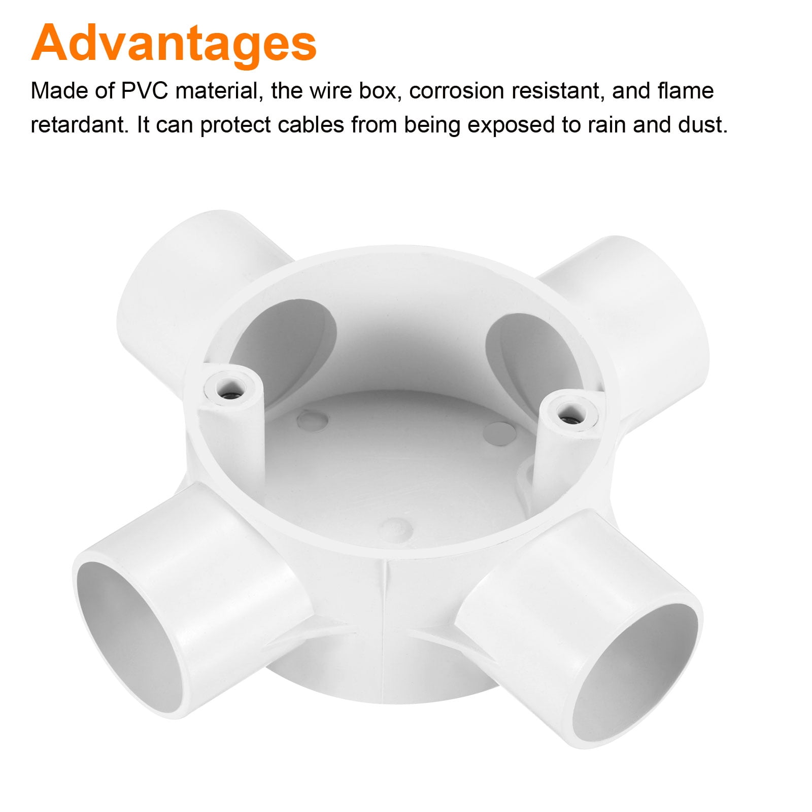 5Pcs Conduit Box Junction Box 4 Way 25mm with Cover, M4 Screws for Hose