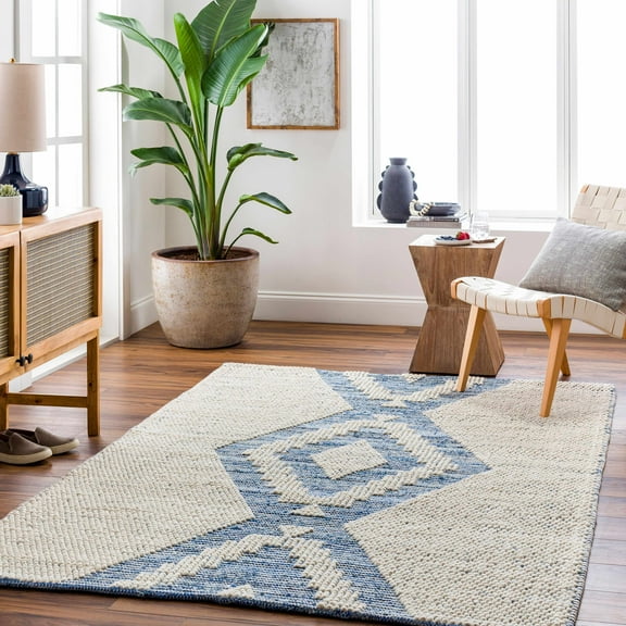 Hauteloom Ziya Living Room, Bedroom Area Rug - Global - High Pile - Blue, Gray - 2'3" x 3'9"