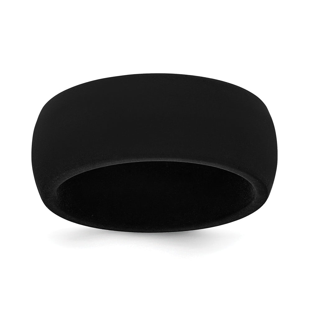 Solid Silicone Black 8.7mm Domed Plain Classic Wedding Band Ring Size 8