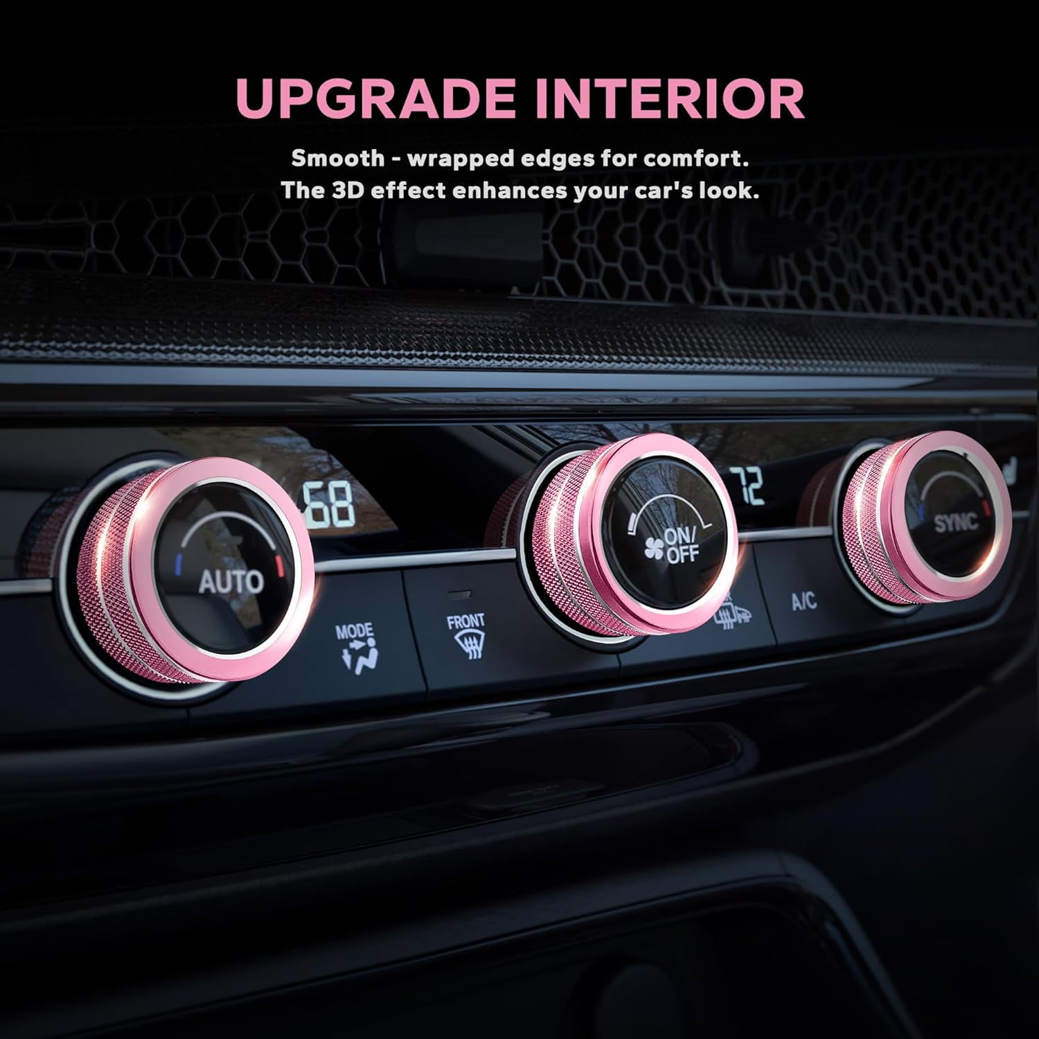 chasenew for Honda Civic 2022-2026 Accessories, CRV 2023-2026 & Acura Ingetra 2023-2025 (Fit 7" Screen/ 1 Audio Knob), 10pcs Knob Cover Kit - Push Start, Audio, AC & Air Vent (Pink)