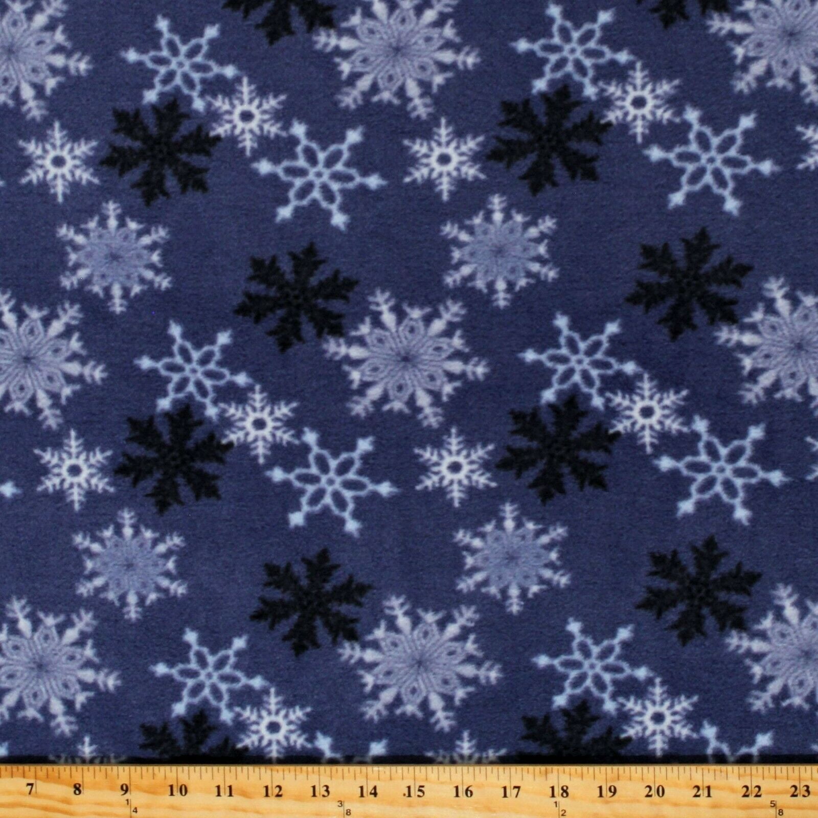 Fleece Snowflakes on Blue Winter Christmas Holiday Festive Fleece