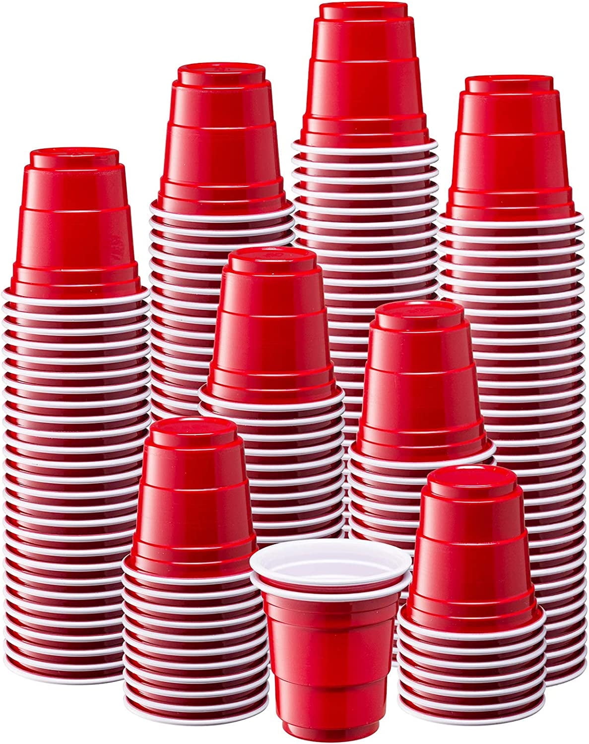 Gusto 2 Oz Plastic Disposable Cups, Red, 300 Pack