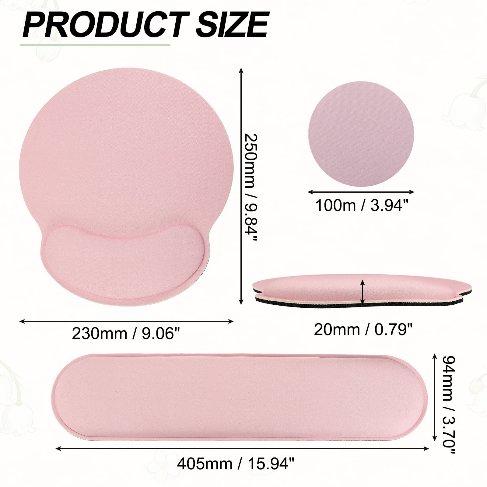 Ergonomic Wrist Rest Set, Memory Foam Mouse Pad and Keyboard Wrist Rest Support Hand Waterproof Cup Pad Non-slip for Office Computer Gaming Home Desk Accessory, Light Pink