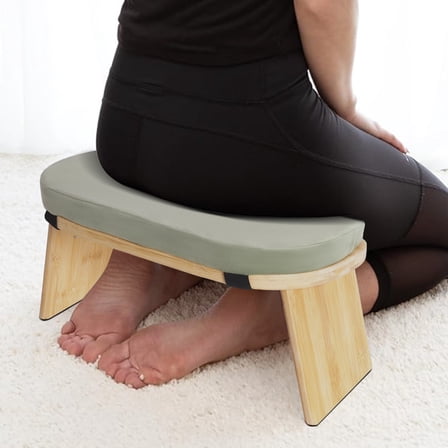 Ergonomic Meditation Stool with 5° Tilt, 396.83lbs Bamboo Seat, Foldable Yoga Bench for Seiza Pose