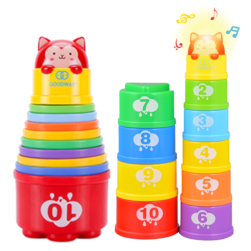 Nktier 9pcs Stacking Cups Educational Toys,Baby Toys Rainbow Cups Number Stacking Learning Toys for Toddlers 1-3 Bath Water Toys
