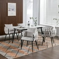 thumbnail image 5 of Pure Ivory Modern Velvet Dining Chairs Set of 2 Hand Weaving Accent Chairs Living Room Chairs Upholstered Side Chair with Black Metal Legs for Dining Room Kitchen Vanity Living Room 04359, 5 of 9