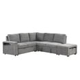 thumbnail image 4 of Harper & Bright Designs L Shaped Sectional Sofa with Storage Space, Convertible Modular Sleeper Sofa Couch with Pull Out Bed, USB Ports and Cup Holders on The Armrests for Living Room, Gray, 4 of 17