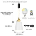 thumbnail image 2 of KAYYELAMP Remote Dimmable Rechargeable Battery 3.2Ft Adjustable Height Pendant Light White Barrel Metal Lampshade Copper Base Vintage Design for Home Kitchen Bedroom, 2 of 7