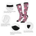 thumbnail image 3 of Knee High Socks for Women Men Athletic - Pink Leopard Print Mushroom Thigh-High Black Sole Comfort Breathable Long Socks for Casual Travel Running, 3 of 7