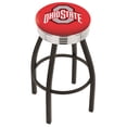 thumbnail image 2 of Wisconsin Badgers 30" Alternate Black Wrinkle Swivel Bar Stool with Chrome Ribbed Ring, 2 of 7