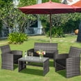 thumbnail image 1 of Patiojoy 4-Piece Outdoor Patio Furniture Set Rattan Wicker Conversation Sofa Set Black, 1 of 7