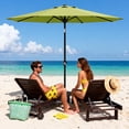 thumbnail image 1 of Parasol de Patio Extérieur de 10 Pi avec Inclinaison à Bouton-Poussoir et Manivelle, 8 Nervures Robustes Protection UV Parasol de Table Imperméable pour Terrasse, Marché, Jardin et Piscine, 1 of 6