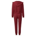 thumbnail image 3 of Women's Casual Tracksuit Autumn And Winter Coat Vest And Pants Set Fashionable Solid Color Zipper Hooded Sweatshirt Pants Casual Three Piece Set Womens Overall Snow Pants Womens Suit Wide Leg, 3 of 4