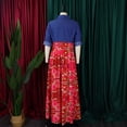 thumbnail image 5 of AURA Womens Abstract Print Denim Maxi Dress Long Sleeve High Waist Button Front Streetwear XL XXXL, 5 of 10